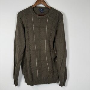 Dockers Sweater Men's Cable Green Crew‎ Neck Sweater Size Large